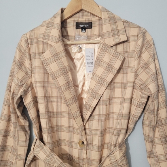 Pacsun 4Si3nna 4Sienna Neutral Dara Belted Blazer Coat NWT - Picture 4 of 10